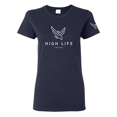 High Life Travel Womens Premium T-Shirt Midnight Navy