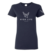 High Life Travel Womens Premium T-Shirt Midnight Navy High Life Travel Womens Premium T-Shirt Midnight Navy